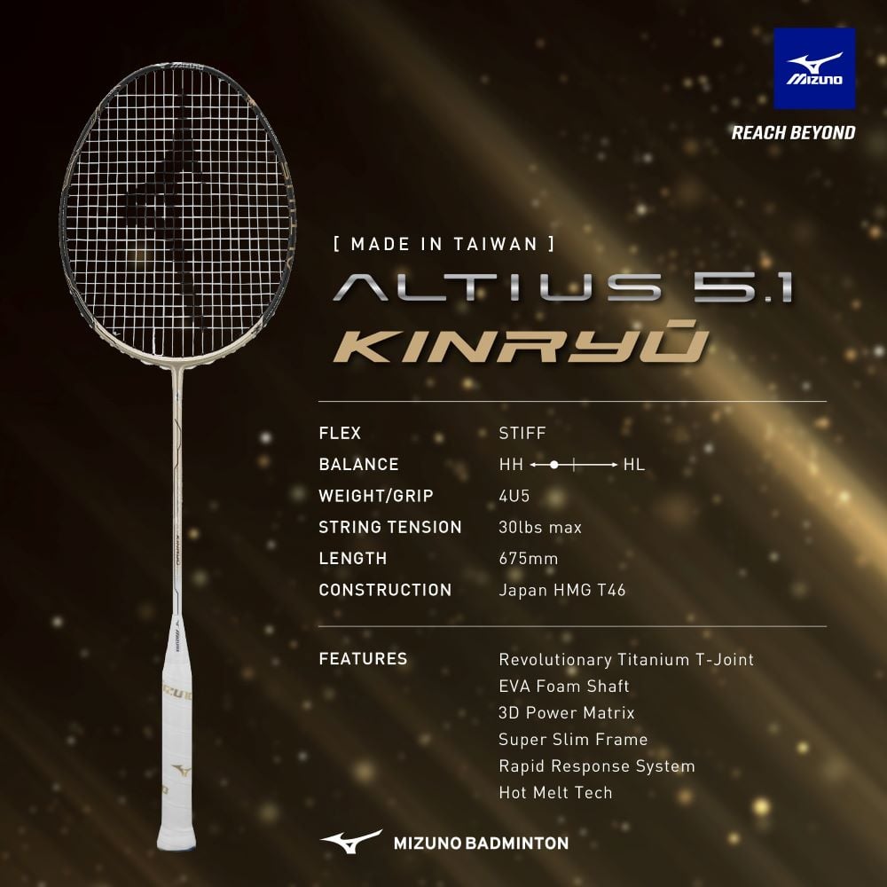 ALTIUS 5.1 KINRYU (UNSTRUNG) HONEY GOLD / WHITE / CLEAR LACQ.