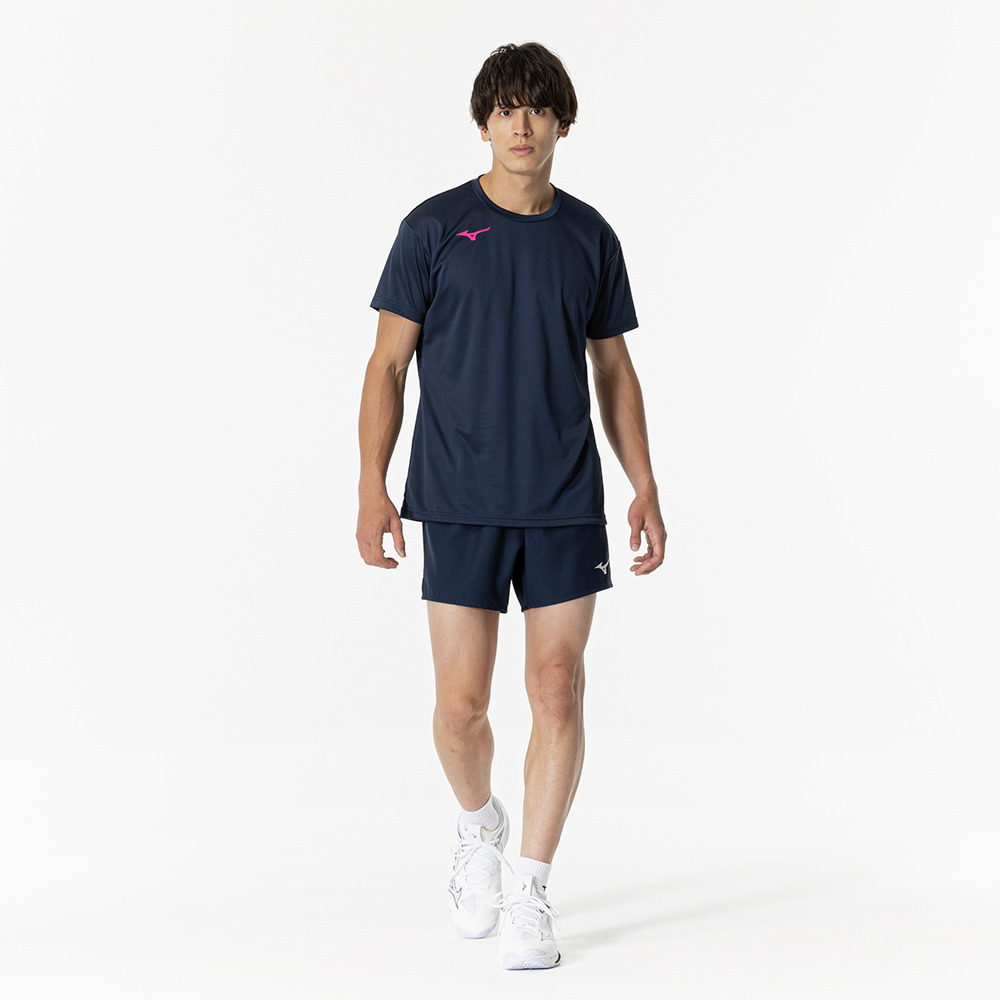 BASIC PLAIN TEE (SHORT SLEEVE) UNISEX Navy / Magenta