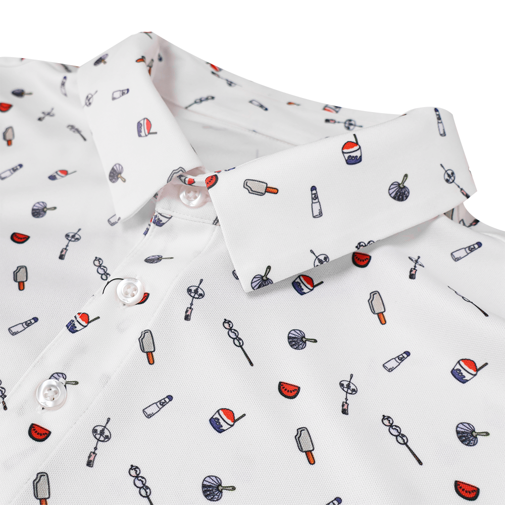 JAPANESE SUMMER PRINT POLO MEN White