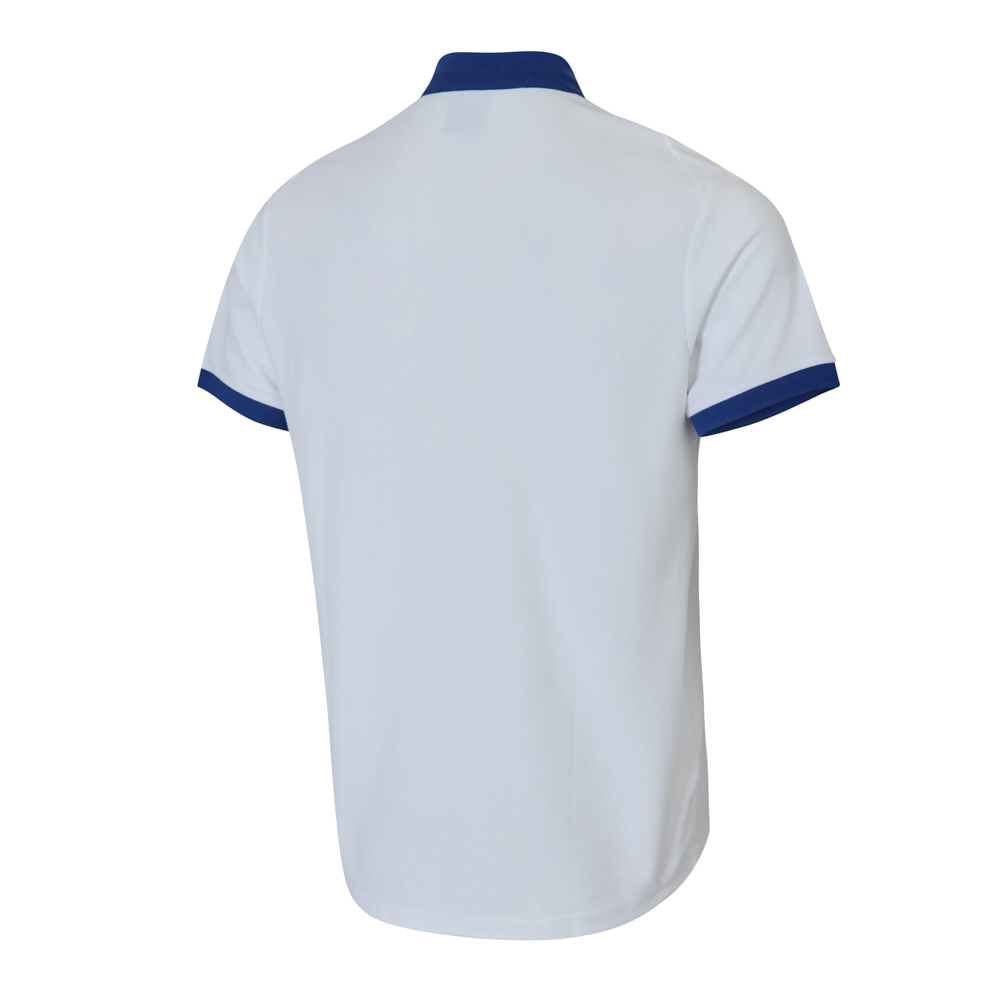 CONTRAST STAND COLLAR TRAINING POLO MEN White / Mazarine Blue