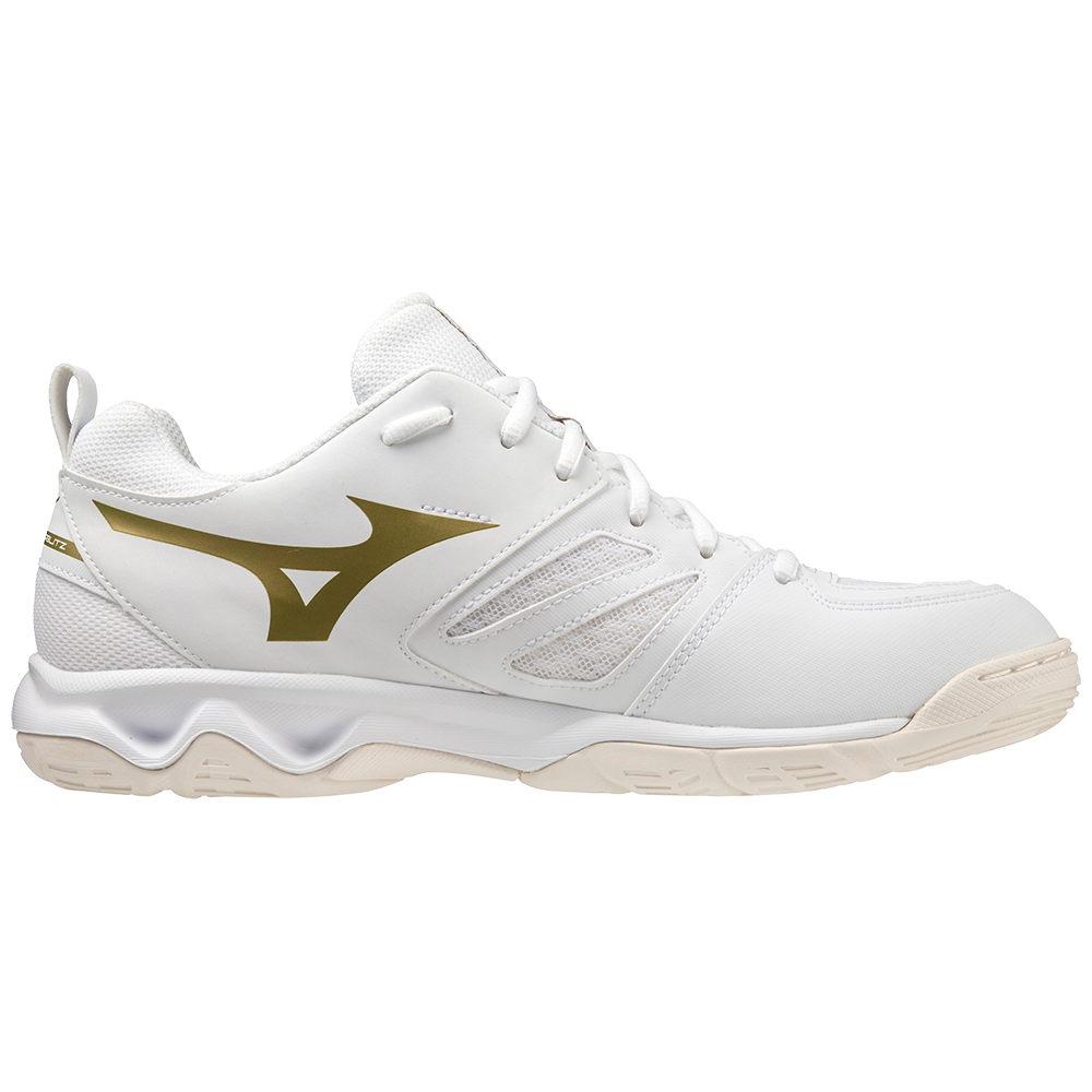White and gold cheap volleyball shoes