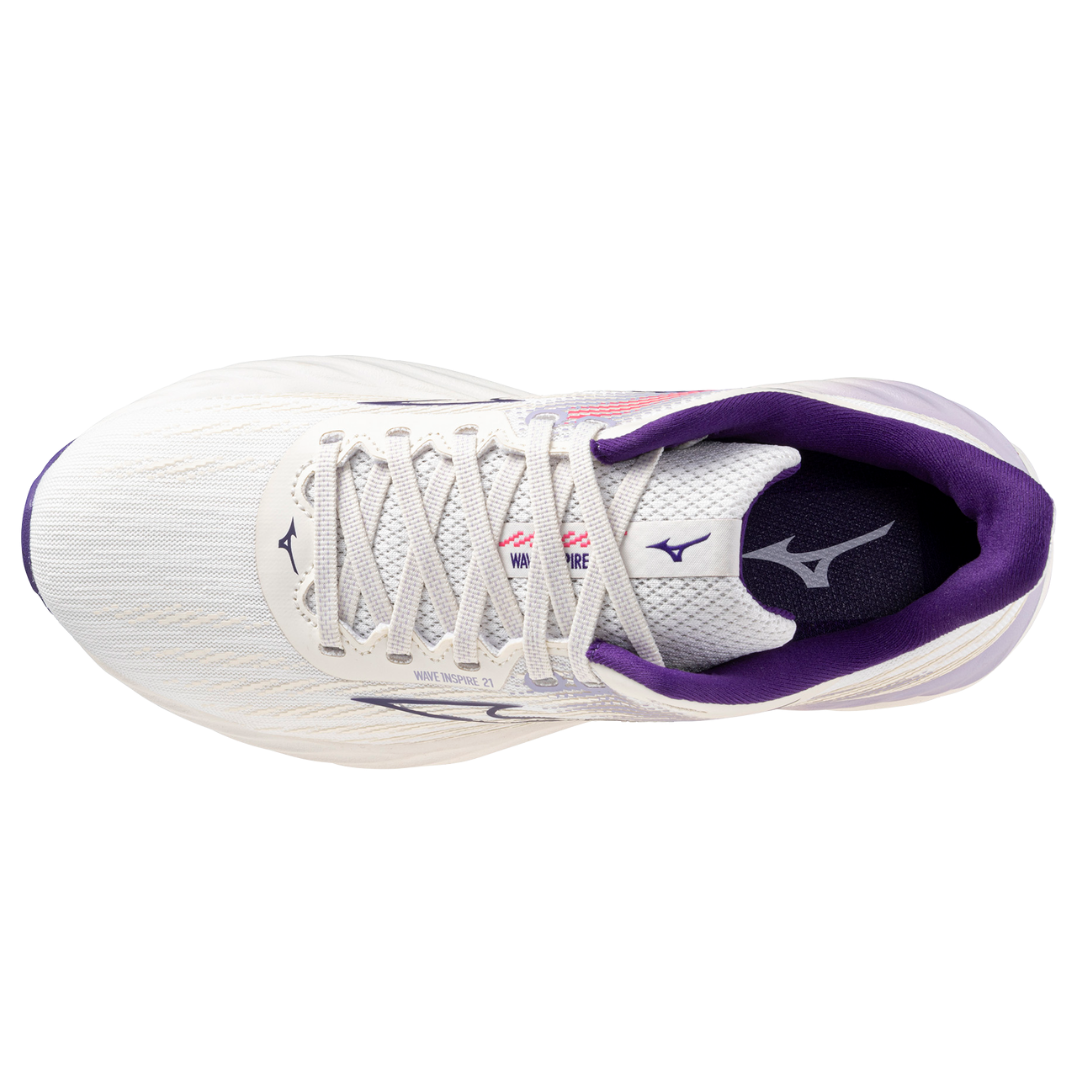 WAVE INSPIRE 21 WOMEN MIZUNO Snow White / Vintage Indigo / Camellia Rose