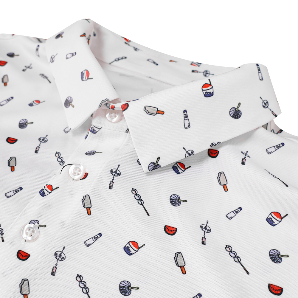 JAPANESE SUMMER PRINT POLO WOMEN White