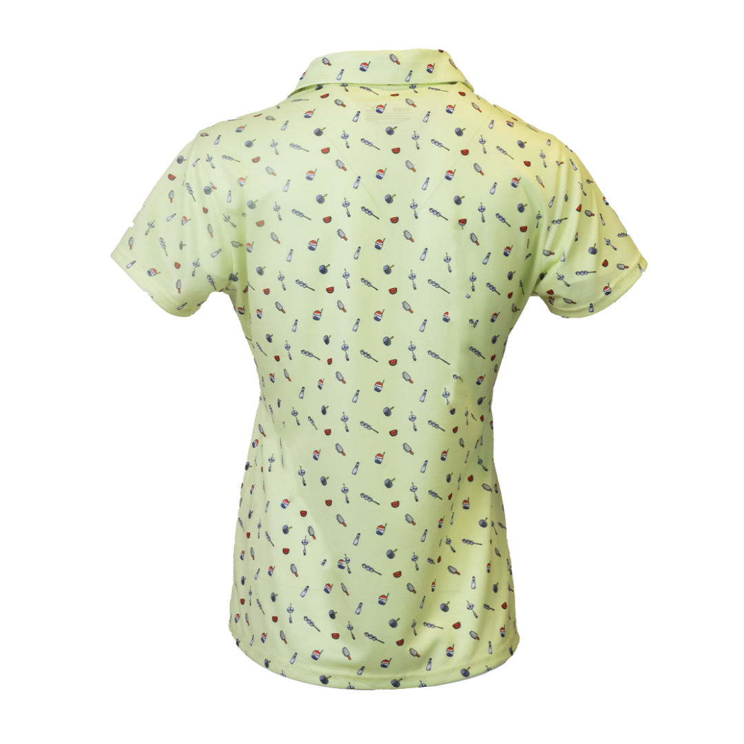 JAPANESE SUMMER PRINT POLO WOMEN Luminary Green