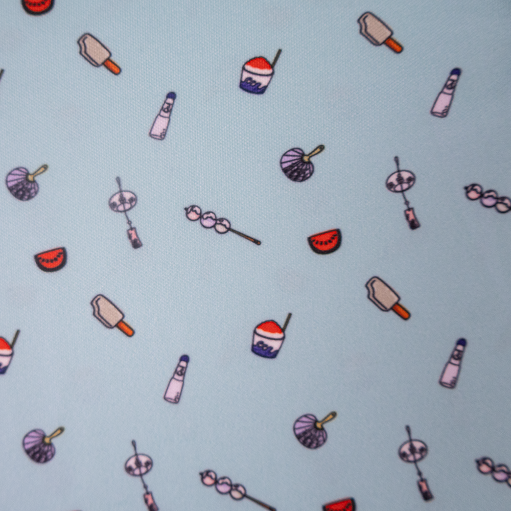 JAPANESE SUMMER PRINT POLO WOMEN Light Blue
