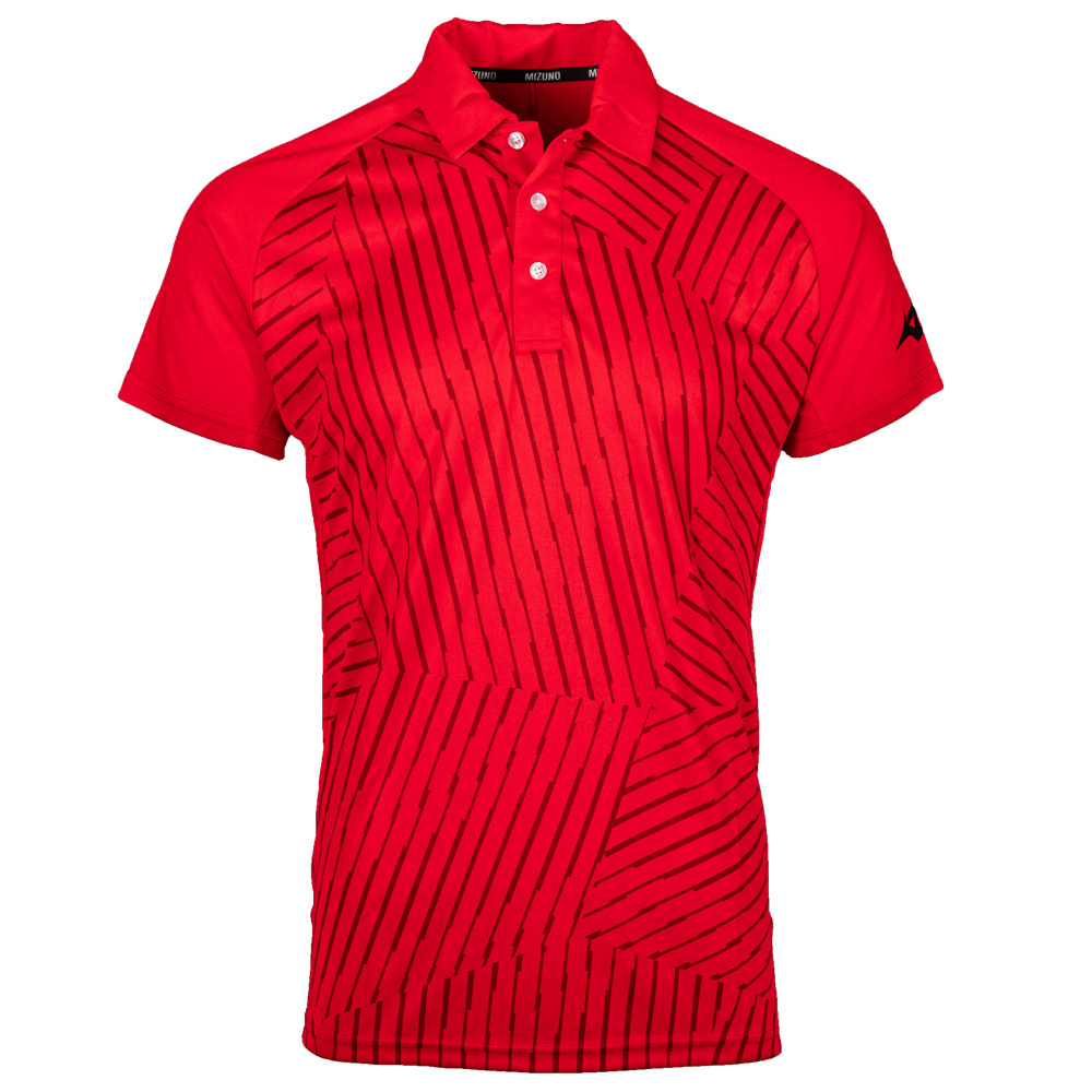 LINEAR PRINT POLO MEN Racing Red