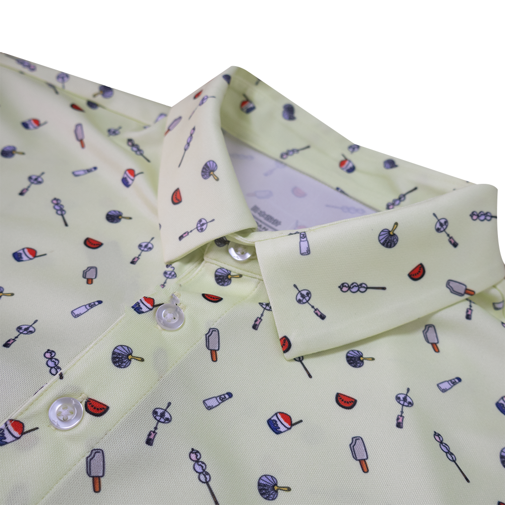 JAPANESE SUMMER PRINT POLO MEN Luminary Green
